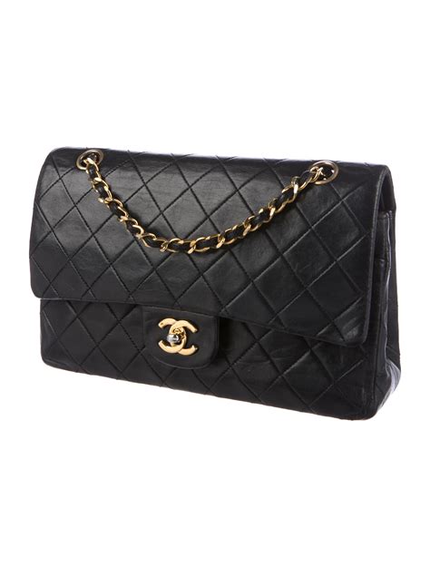 chanel black vintage classic medium double flap bag|chanel classic flap price.